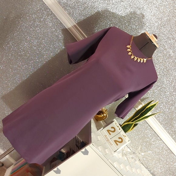 Lavender, Purple short-sleeved casual/formal, summer/fall wedding guest dress - Picture 9 of 11